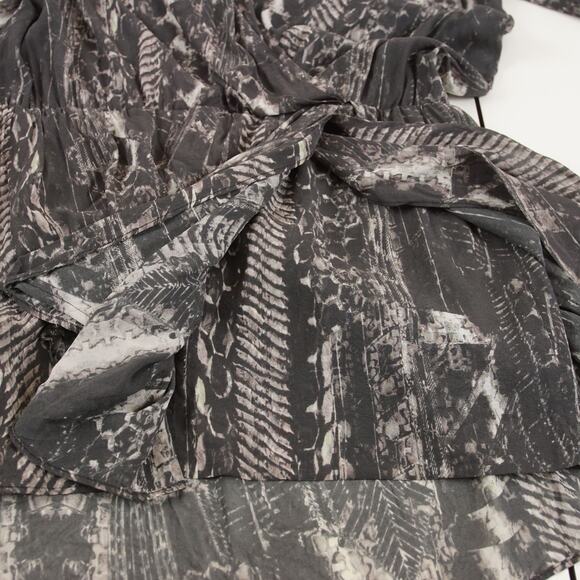 IRO Akley Silk Faux Wrap Snake Print Argent Black White Mini Dress Sz 40 / US S - Picture 5 of 10